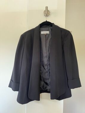 Kasper Black Open-Front Draped Blazer